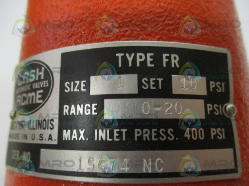 CASH ACME FR PRESSURE RELIEF VALVE 1" 10 PSI RANGE: 0-20 PSI  NSNP