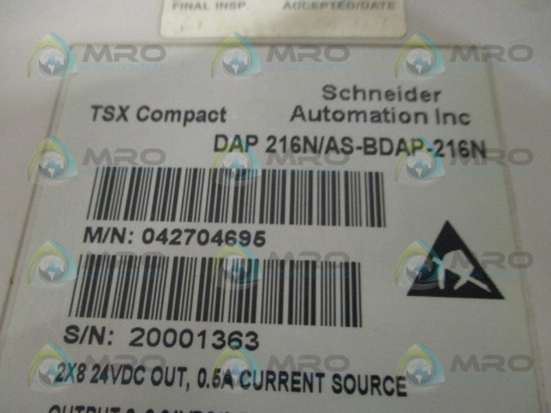 SCHNEIDER AEG MODICON DAP216N/AS-BDAP-216N OUTPUT MODULE  UNMP