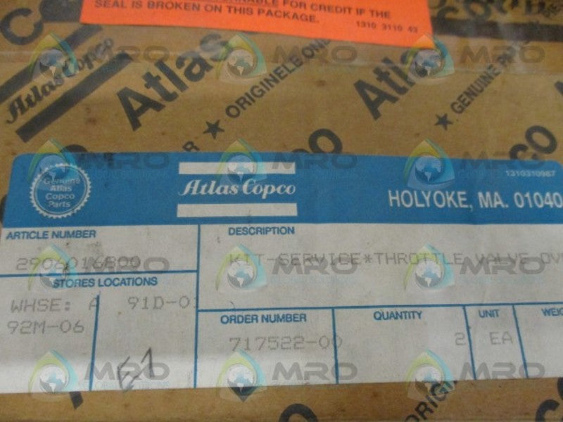 ATLAS COPCO 2906016800 THROTTLE VALVE SERVICE KIT  NSMP