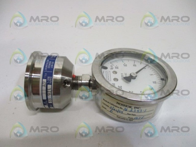 NOSHOK 25.400.30/30 PSI 12-02SS-SS-GY PRESSURE GAUGE -30-30 PSI  NSMP