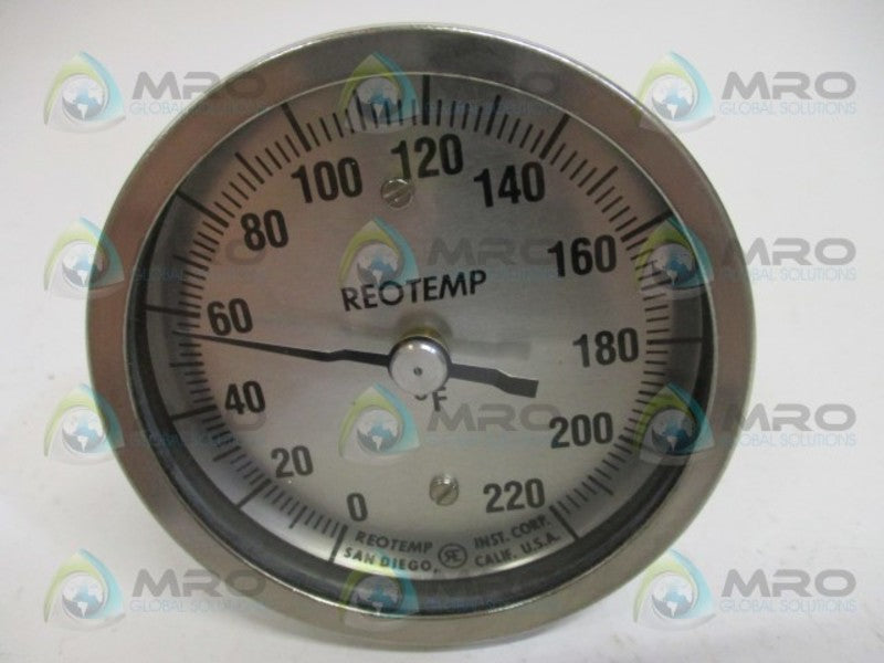 REOTEMP LL/02/01/F45 BIMETAL THERMOMETER 0-220F 2-1/2" STEM  NSNP