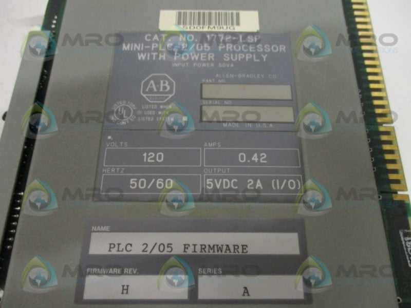 ALLEN BRADLEY 1772-LSP SER. A F/W H PROCESSOR MODULE  NSMP