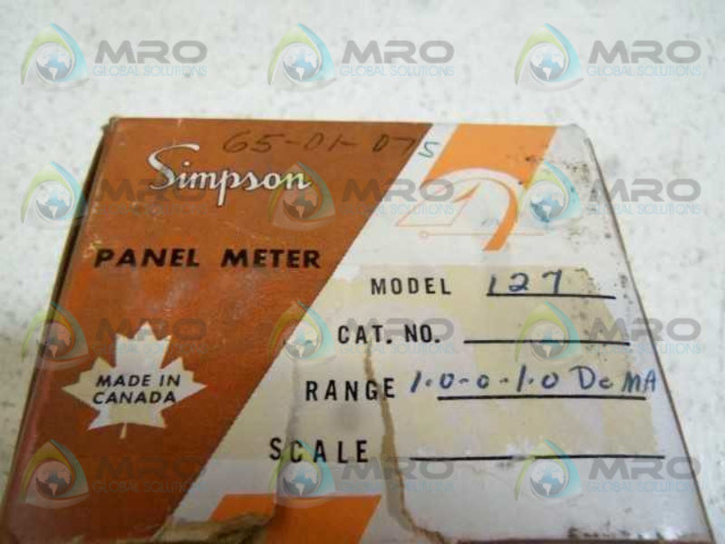 SIMPSON MODEL 127 1.0-0-1.0 DC MILIAMPERES METER  NSMP