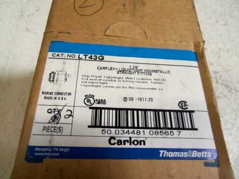 LOT OF 2 THOMAS & BETTS LT43G STRAIGHT FITTING  NSMP