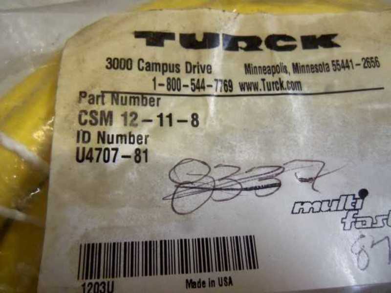 TURCK CSM 12-11-8 MULTIFAST MOLDED CORDSET  NSMP