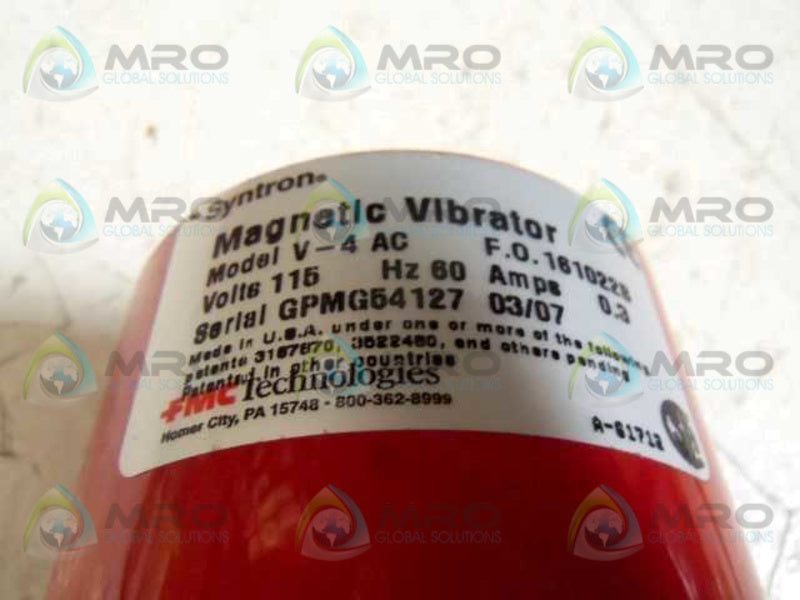 SYNTRON V-4 AC MAGNETIC VIBRATOR 115V 0.3AMPS  UNMP