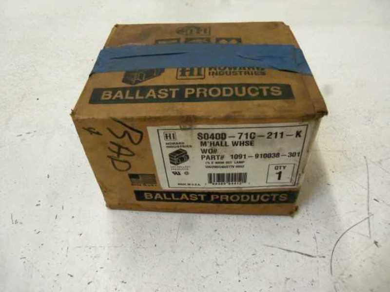 HOWARD INDUSTRIES S0400-71C-211-K BALLAST KIT 1091-910038-301  NSMP