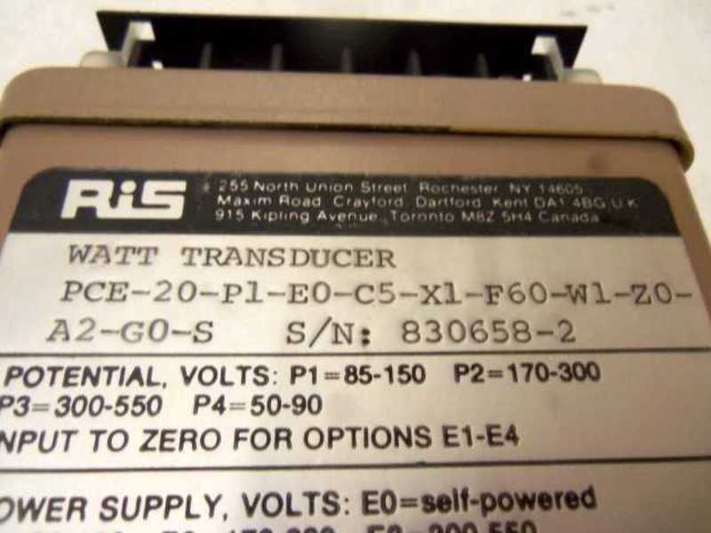 RIS PCE-20-P1-E0-C5-X1-F60-W1-Z0-A2-G0-S UNMP