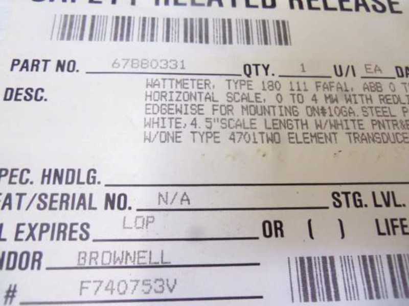 BROWNELL ELECTRO 180111FAXX PANEL METER 0-4 MEGAWATTS  NSMP