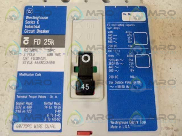 WESTINGHOUSE FD3045VL CIRCUIT BREAKER 45A  NSMP