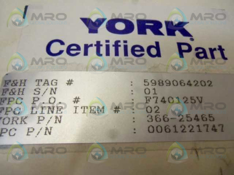 YORK 366 25465  NSMP