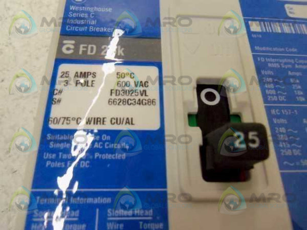 WESTINGHOUSE FD3025VL CIRCUIT BREAKER 25A  NSMP