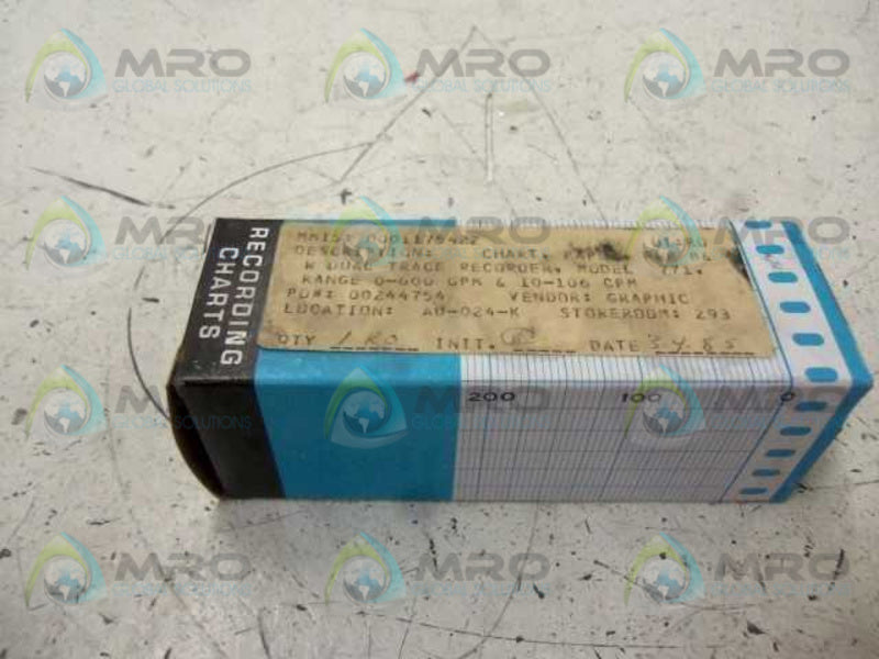 GRAPHIC CONTROLS GC 29698 RECORDING CHARTS 600-1200 PSIG  NSMP