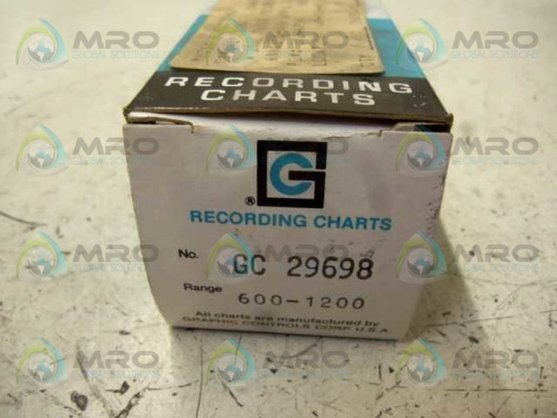 GRAPHIC CONTROLS GC 29698 RECORDING CHARTS 600-1200 PSIG  NSMP