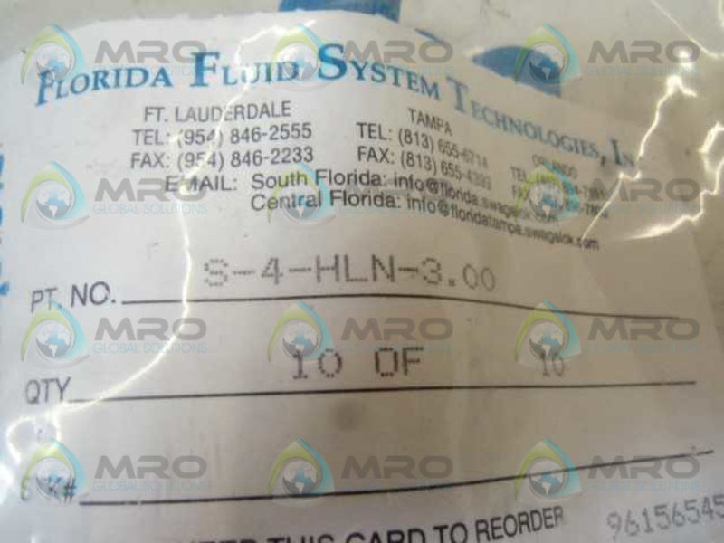 LOT OF 10 SWAGELOK S-4-HLN-3.00 HEX NIPPLE NSNP