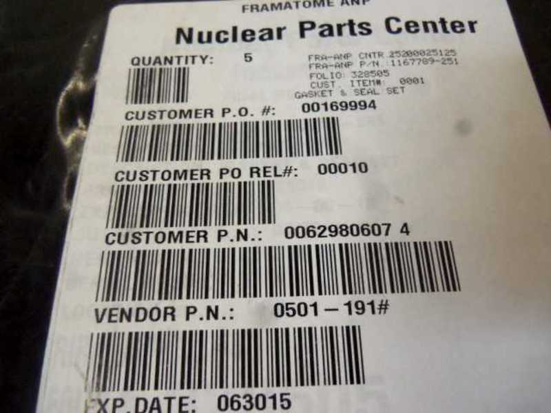 LOT OF 5 0501-191 REPLACEMENT SEAL NSNP