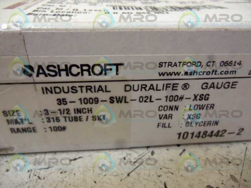 ASHCROFT 351009SWL02L-100#-XSG PRESSURE GAUGE 0-100 PSI  NSMP