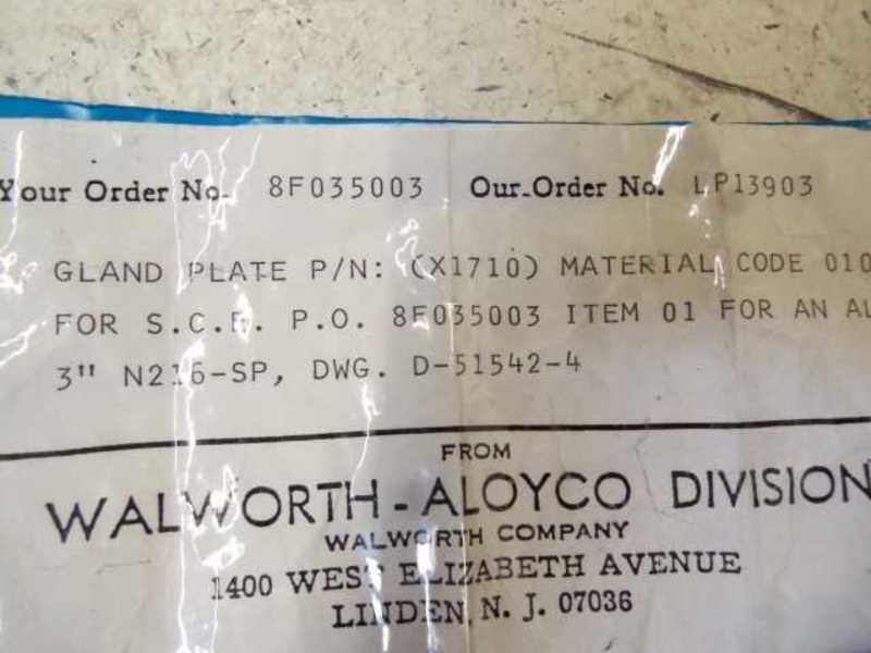 WALWORTH-ALOYCO X1710 GLAND PLATE  NSNP