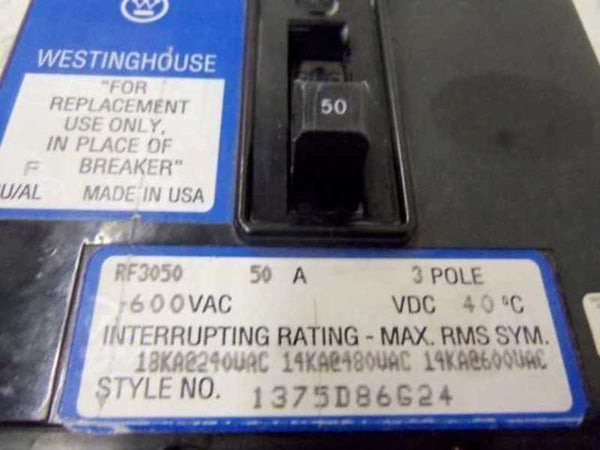 WESTINGHOUSE RF3050 CIRCUIT BREAKER 50A  UNMP