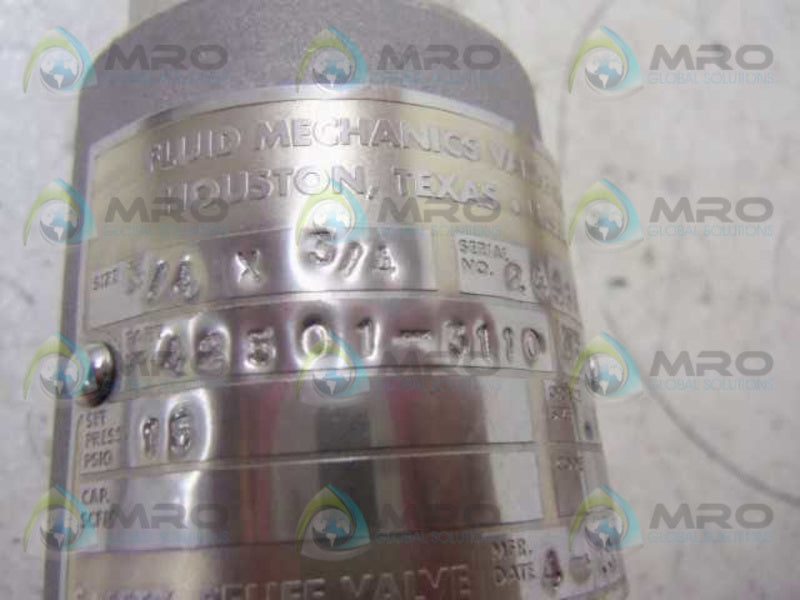 FLUID MECHANICS 42501-3110 SAFETY RELIEF VALVE  NSNP