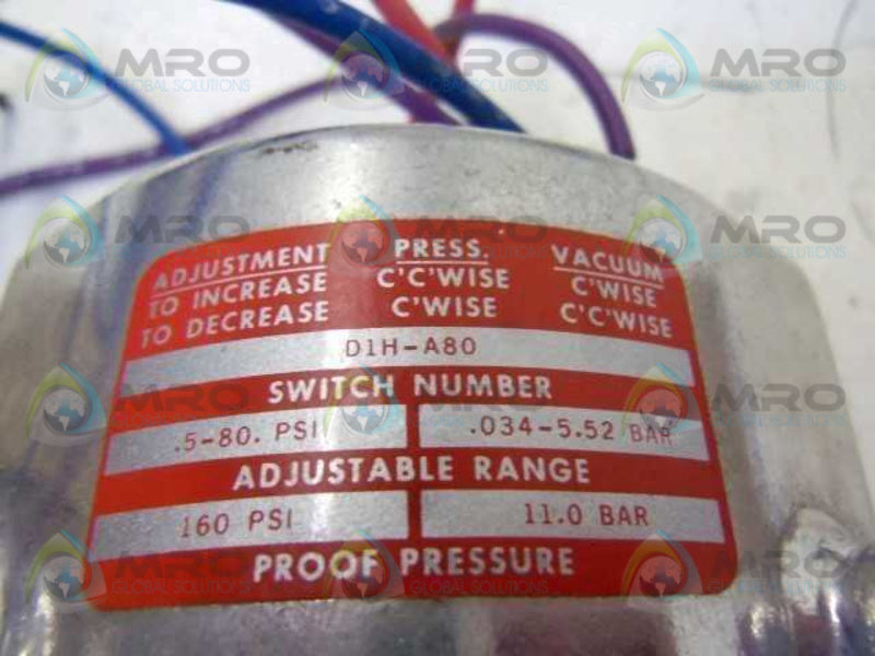 BARKSDALE D1H-A80 PRESSURE SWITCH  UNMP