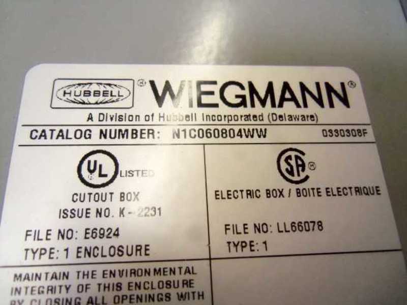 WIEGMANN N1C060804WW GERNERAL PURPOSE ELECTRIC BOX  UNMP