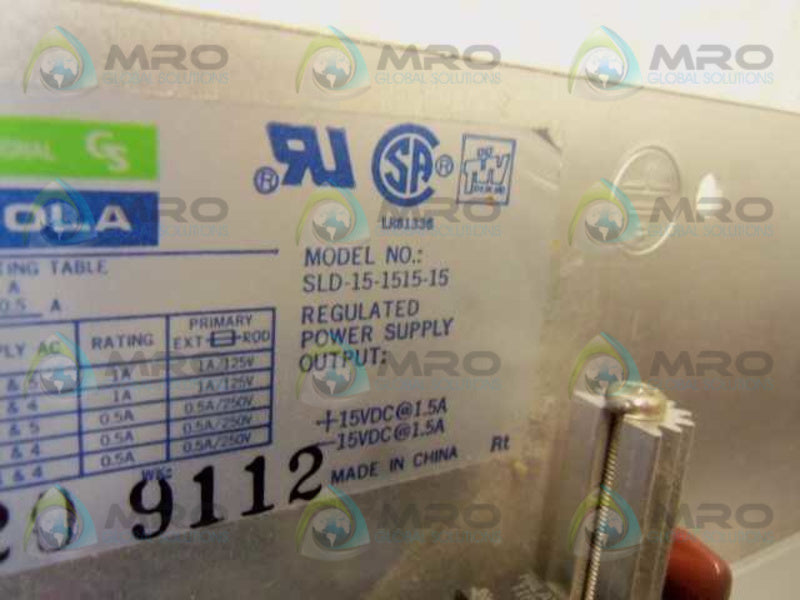 SOLA SLD-15-1515-15 REGULATED POWER SUPPLY  UNMP