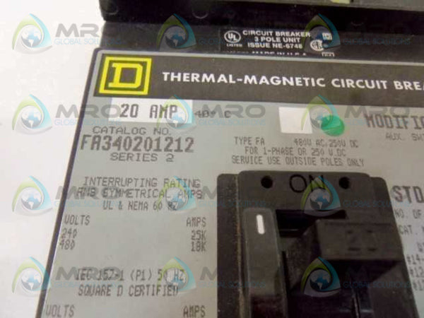 SQUARE D FA340201212 CIRCUIT BREAKER 20A  NSNP