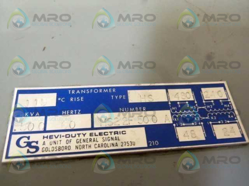 HEVI-DUTY HS22F500A TRANSFORMER  UNMP