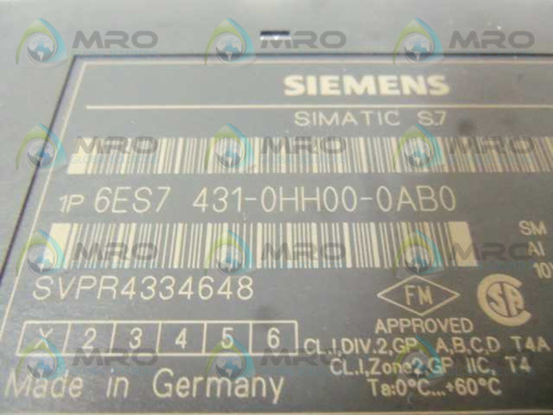 SIEMENS 6ES7 431-0HH00-0AB0 INPUT MODULE SIMATIC S7  UNMP