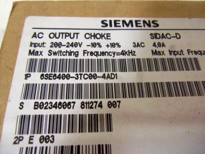 SIEMENS 6SE6 400-3TC00-4AD1 AC OUTPUT CHOKE  NSMP