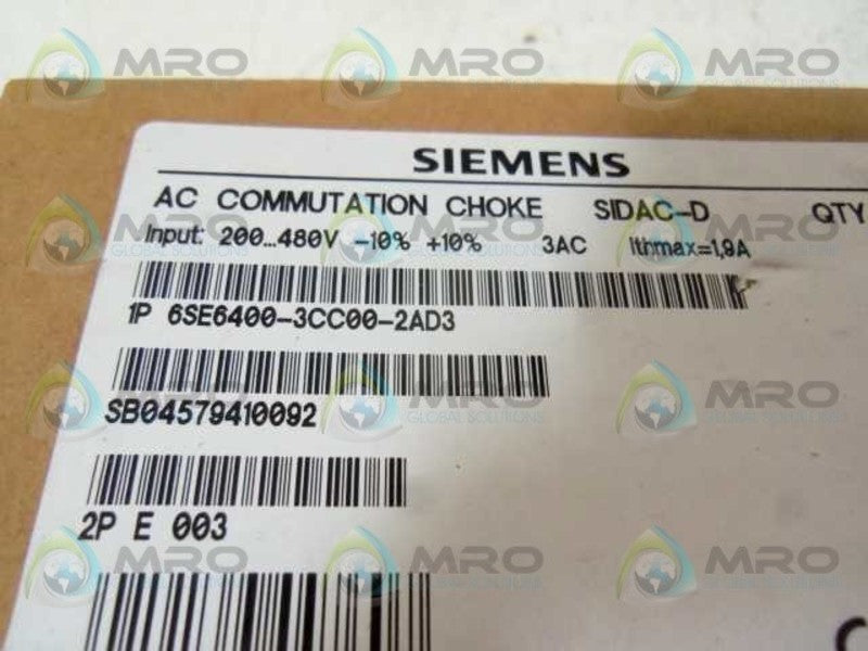 SIEMENS 6SE6400-3CC00-2AD3 AC COMMUNICATION CHOKE  NSMP