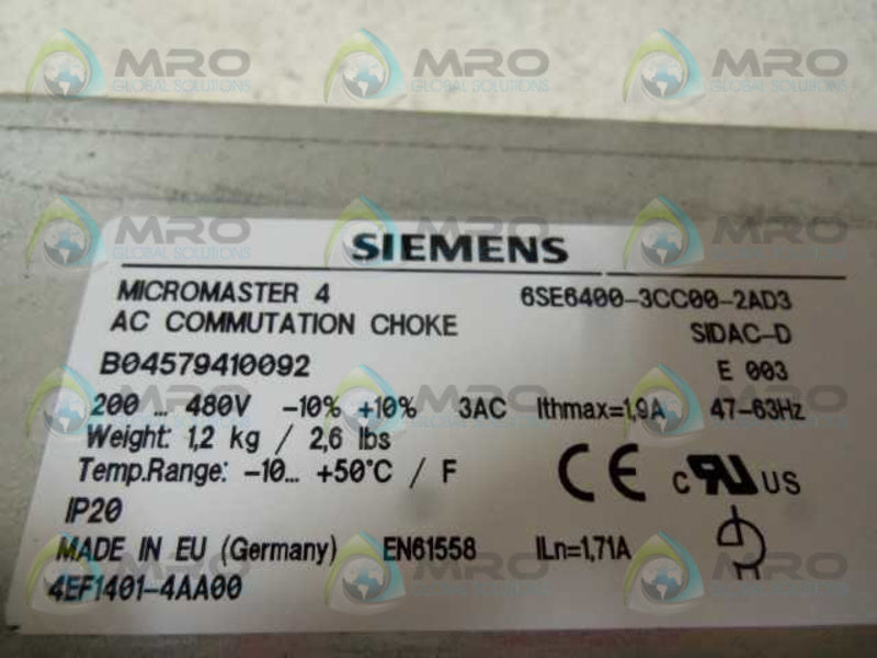 SIEMENS 6SE6400-3CC00-2AD3 AC COMMUNICATION CHOKE  NSMP