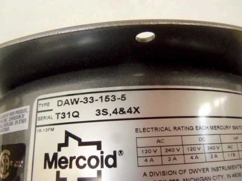 MERCOID DAW-33-153-5 PRESSURE SWITCH  NSMP
