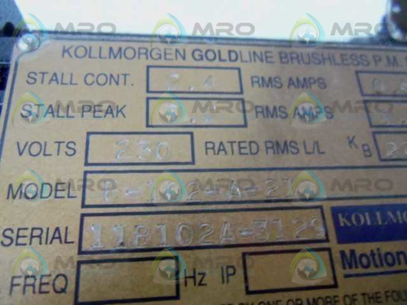 KOLLMORGEN B-102-A-21 SERVO MOTOR  UNMP