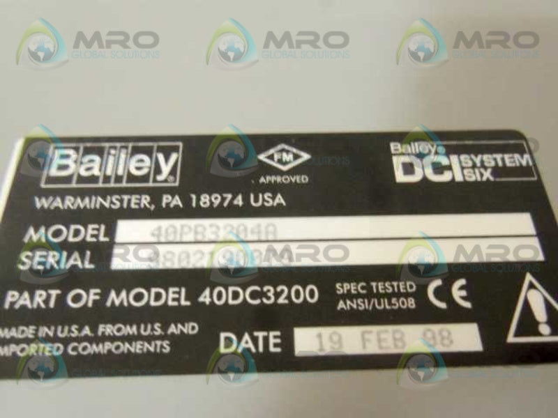 BAILEY 40PB3204A CONTROLLER  UNMP