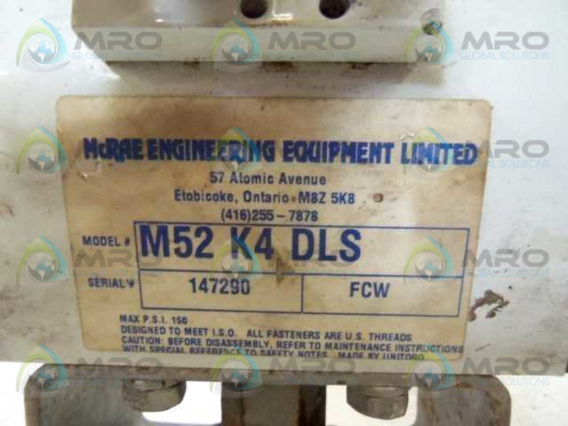 MCRAE ENGINEERING M52 K4 DLS PNEUMATIC ACTUATOR  UNMP