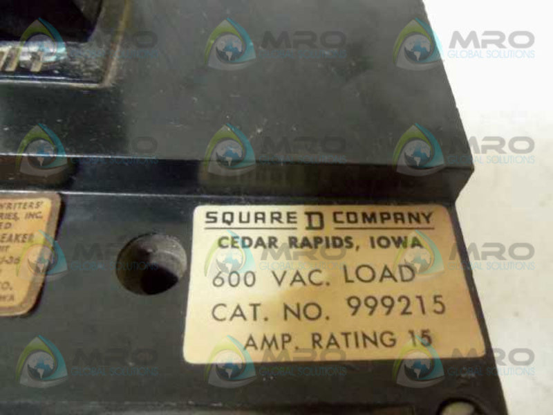 SQUARE D 999215 CIRCUIT BREAKER 15A  UNMP