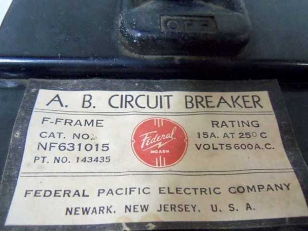 FEDERAL PACIFIC NF631015 CIRCUIT BREAKER 15A  UNMP