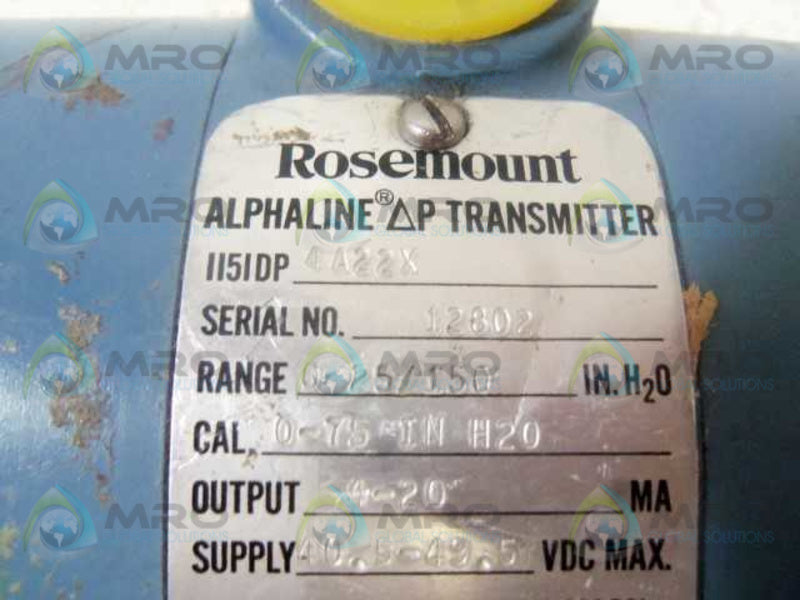 ROSEMOUNT 1151DP4A22X PRESSURE TRANSMITTER  UNMP