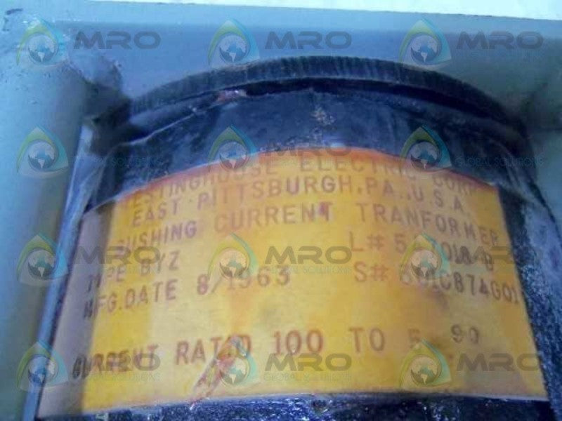 WESTINGHOUSE TYPE BYZ 547018-B CURRENT TRANSFORMER RATIO 100:5  UNMP