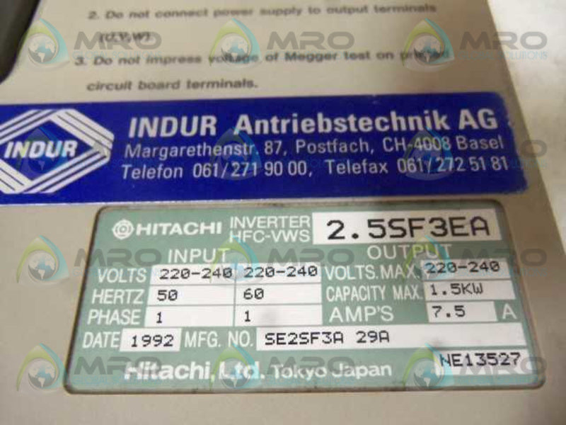 HITACHI HFC-VWS S3A TRANSISTOR INVERTER SE2SF3A 29A  NSNP