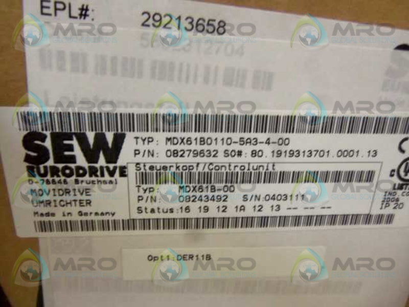 SEW-EURODRIVE MDX61B0110-5A3-4-00  NSMP