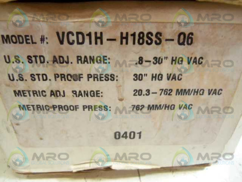 BARKSDALE VCD1H-H18SS-Q6 PRESSURE OR VACUUM ACTUATED SWITCH  UNMP