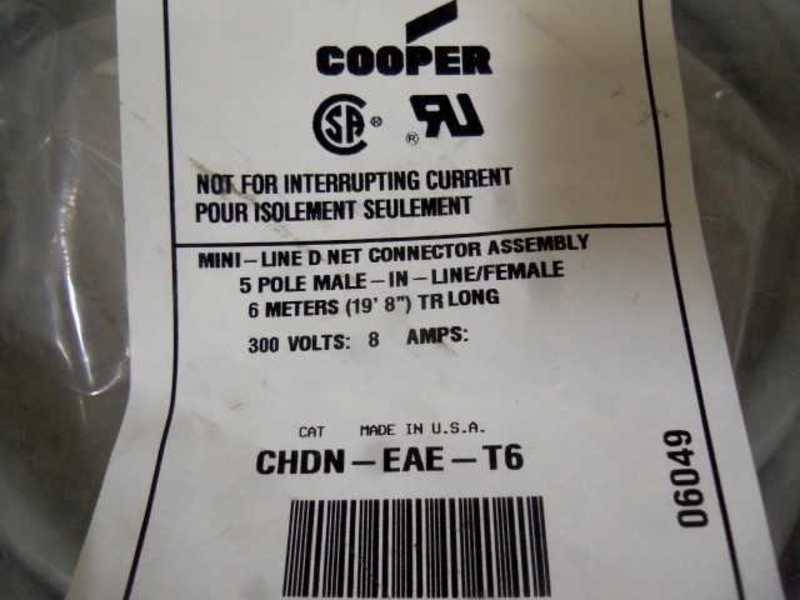 CROUSE HINDS CHDN-EAE-T6 CORDSET * NEW IN FACTORY BAG *