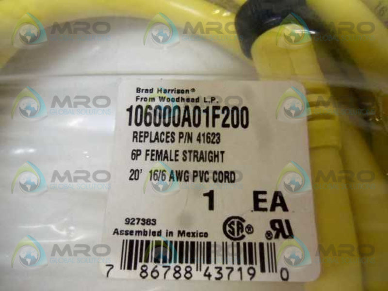 DANIEL WOODHEAD 41623 106000A01F200 FEMALE CORDSET * NEW IN FACTORY BAG *
