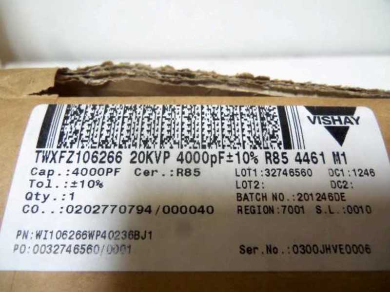 VISHAY TWXFZ106266 20KVP 4000pF WI106266WP40236BJ1  NSFS