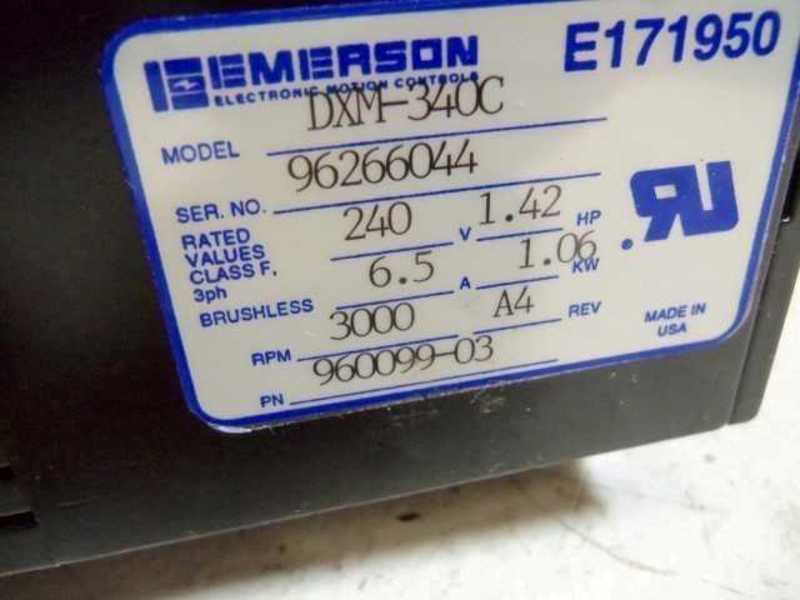 EMERSON DXM-340C SERVO MOTOR 960099-03 REV. A4, 1.42 HP 3000 RPM  UNMP