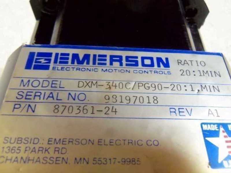 EMERSON DXM-340C/PG90-20:1,MIN MOTOR 870361-24 REV. A1  UNMP