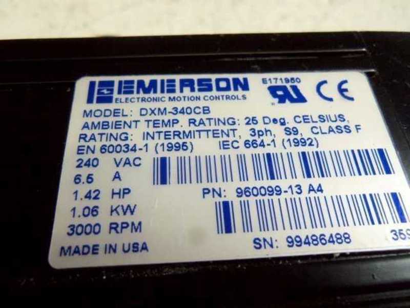 EMERSON DXM-340CB SERVO MOTOR 960099-13 REV. A4, 1.42 HP 3000 RPM  UNMP